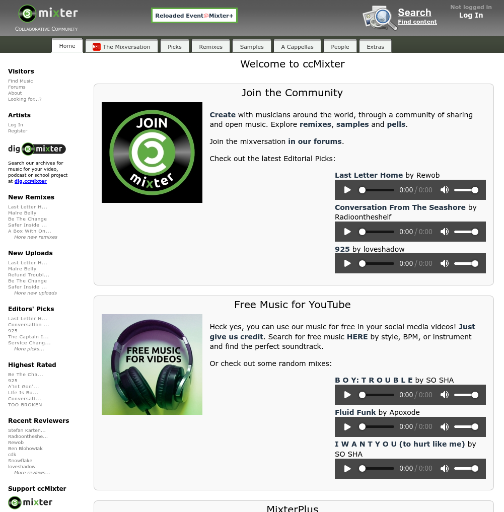 Capture du site CC Mixter