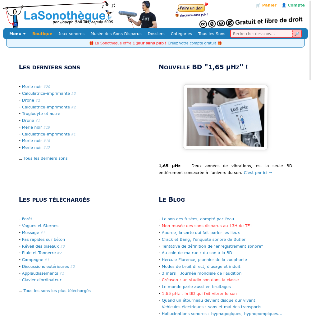 Capture du site La Sonothèque