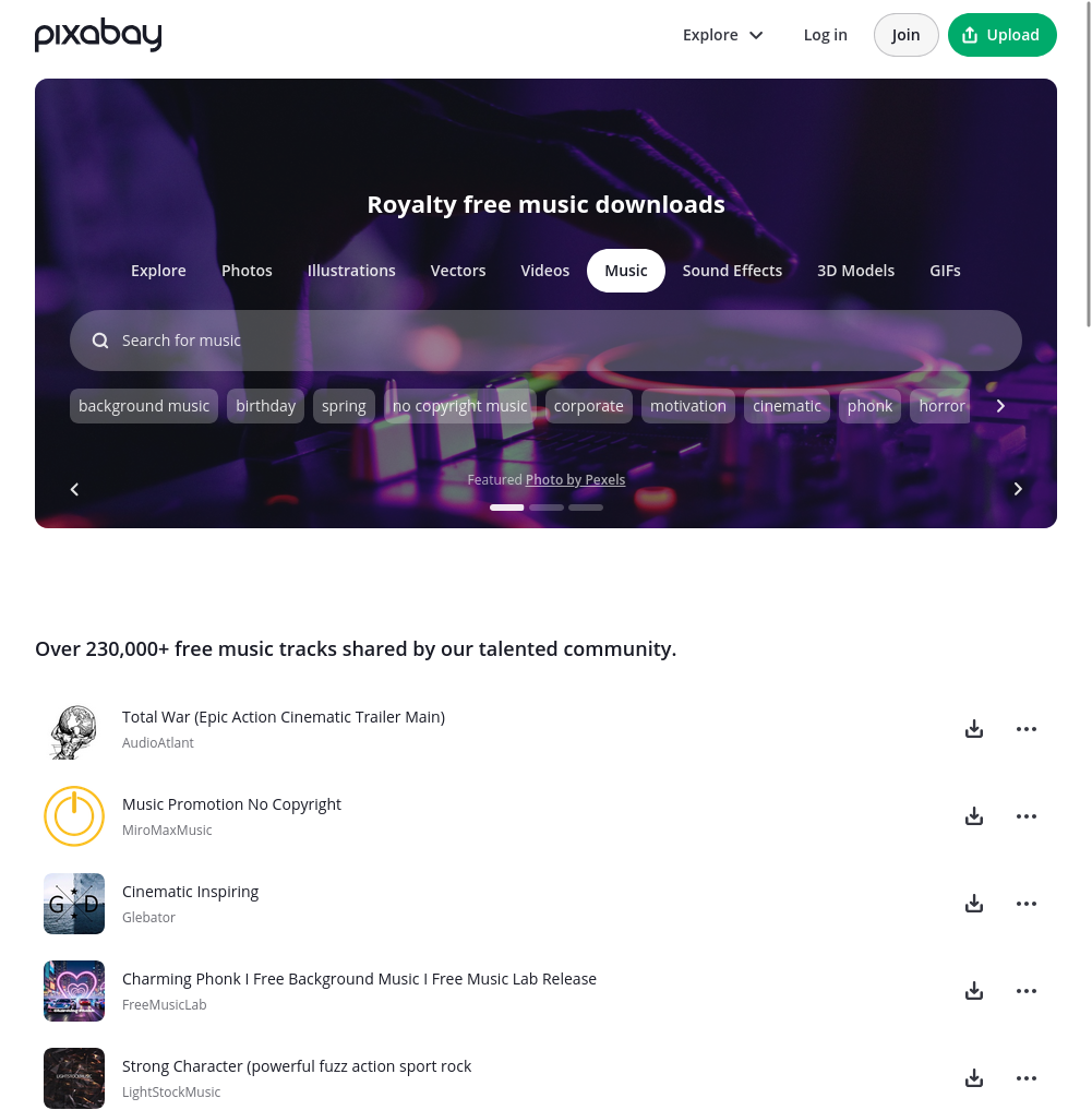 Capture du site Pixabay