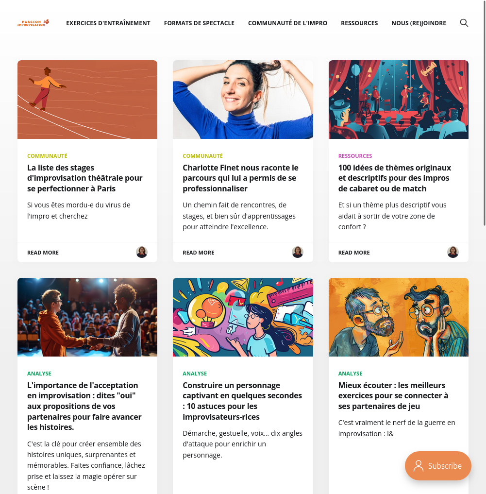 Capture du site Passion Improvisation
